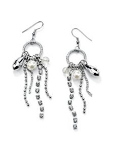Multi-Chain Drop Pierced Earrings by PalmBeach Jewelry