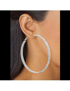 Crystal Inside-Out Hoop Earrings by PalmBeach Jewelry
