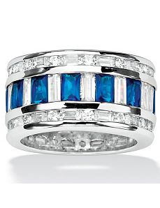 Cubic Zirconia & Blue Glass Ring by PalmBeach Jewelry