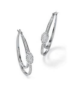 Cubic Zirconia Oval Hoop Earrings by PalmBeach Jewelry