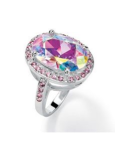 Aurora Borealis & Pinkcubic zirconia Ring by PalmBeach Jewelry