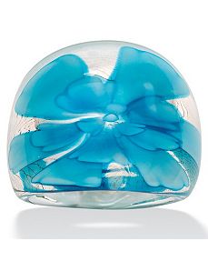 Baby Blue Glass Dome Ring by PalmBeach Jewelry