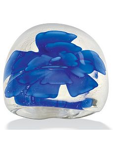 Deep Blue Glass Dome Ring by PalmBeach Jewelry