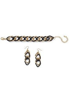 Curb-Link Bracelet & Earring Set by PalmBeach Jewelry