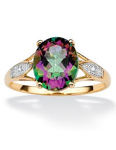 Mystic Topaz/Diamond Accent Ring by PalmBeach Jewelry