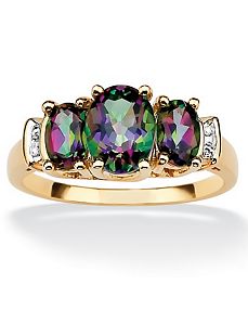 Mystic Topaz/Diamond Accent Ring by PalmBeach Jewelry