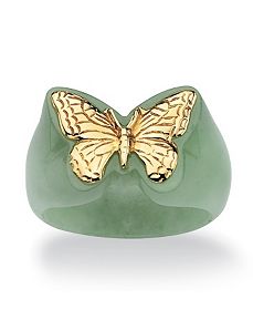 Green Jade Butterfly Ring by PalmBeach Jewelry