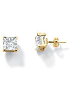 Princess-Cut Cubic Zirconia Pierced Earrings by PalmBeach Jewelry