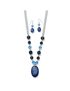 Blue Quartz Jewelry Set by PalmBeach Jewelry