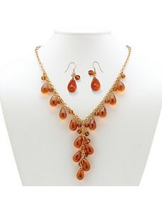 Amber-Colored Glass Jewelry Set by PalmBeach Jewelry