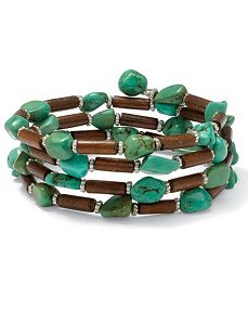 Viennese Turquoise/Wood Bracelet by PalmBeach Jewelry