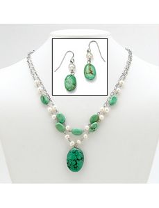 Turquoise/Pearl Jewelry Set by PalmBeach Jewelry