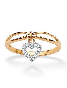 Diamond Accent Heart Charm Ring by PalmBeach Jewelry