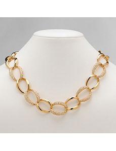 Cubic Zirconia Rolo-Link Necklace by PalmBeach Jewelry