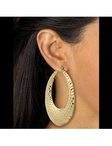 Hammered-Style Hoop Earrings by PalmBeach Jewelry
