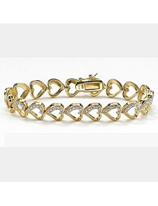 Diamond Accent Heart-Link Bracelet by PalmBeach Jewelry