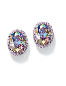 Aurora Borealis & Pinkcubic zirconia Earrings by PalmBeach Jewelry