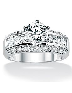 Round and Princess-Cutcubic zirconia Ring by PalmBeach Jewelry