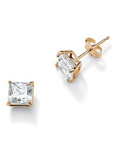 Princess-Cutcubic zirconia Pierced Earrings by PalmBeach Jewelry