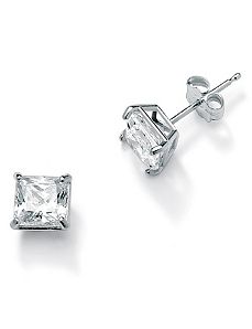 Princess-Cutcubic zirconia Pierced Earrings by PalmBeach Jewelry