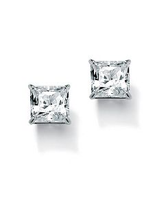 Princess-Cutcubic zirconia Pierced Earrings by PalmBeach Jewelry