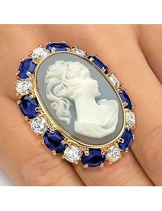 Blue Cameo-Style Ring by PalmBeach Jewelry