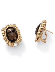 Smoky Quartz & White Topaz Earrings by PalmBeach Jewelry