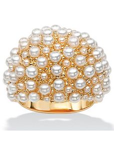 Simulated Pearl Cluster Dome Ring by PalmBeach Jewelry