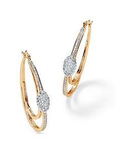Cubic Zirconia Oval Hoop Earrings by PalmBeach Jewelry