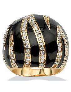 Cubic Zirconia Enamel Dome Ring by PalmBeach Jewelry