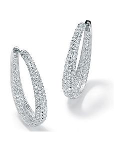 Oval Inside-Outcubic zirconia Huggie Earrings by PalmBeach Jewelry