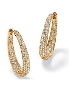 Oval Inside-Outcubic zirconia Huggie Earrings by PalmBeach Jewelry