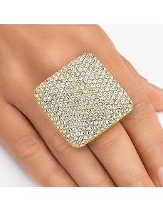 Pave-Set Crystal Square Ring by PalmBeach Jewelry