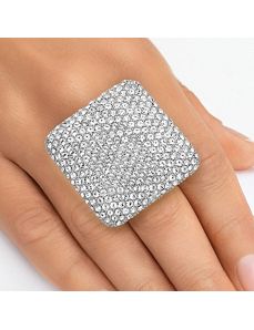 Pave-Set Crystal Square Ring by PalmBeach Jewelry