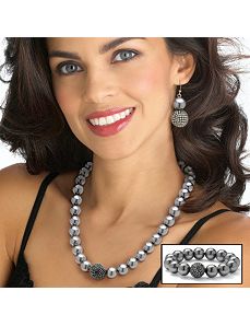 Simulated Pearl/Crystal Jewelry Set by PalmBeach Jewelry