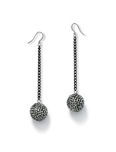 Grey Crystal Ball Drop Earrings by PalmBeach Jewelry