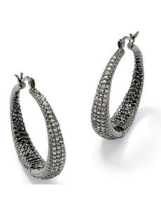 Black & Whitecubic zirconia Pierced Earrings by PalmBeach Jewelry