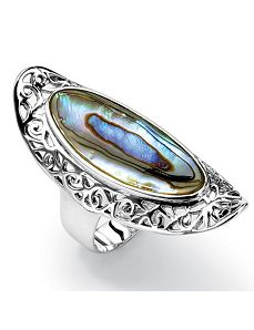 Oval-Shaped Abalone Ring by PalmBeach Jewelry