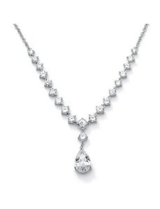 Round & Pear-Shapedcubic zirconia"Y"Necklace by PalmBeach Jewelry