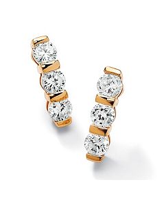 Channel-Set Cubic Zirconia Pierced Earrings by PalmBeach Jewelry