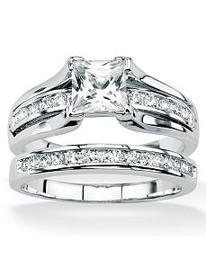 Two-Piece cubic zirconia Ring Set by PalmBeach Jewelry