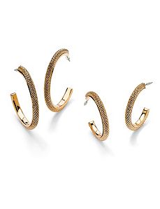 Set of Mesh Hoop Pierced Earrings by PalmBeach Jewelry