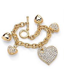 Crystal Multi-Heart Charm Bracelet by PalmBeach Jewelry