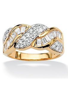Round and Baguettecubic zirconia Ring by PalmBeach Jewelry