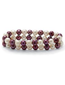 Purple and White Pearl Bracelet Set by PalmBeach Jewelry