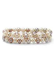 Lavender/White Pearl Bracelet Set by PalmBeach Jewelry