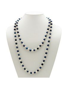 Navy Blue and White Pearl Necklace by PalmBeach Jewelry