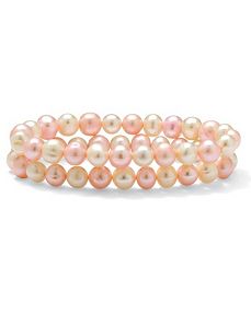 Pink and White Pearl Bracelet Set by PalmBeach Jewelry