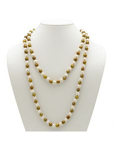Golden Yellow/White Pearl Necklace by PalmBeach Jewelry