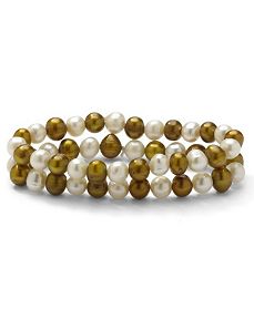 Golden Yellow/White Pearl Set by PalmBeach Jewelry
